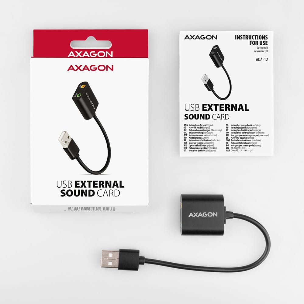 AXAGON ADA-12 USB2.0 - STEREO AUDIO MINI ADAPTER, 15CM CABLE - Image 3