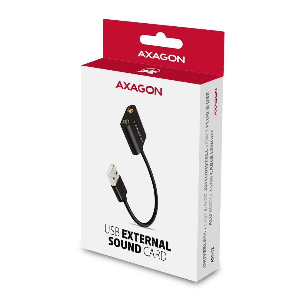 AXAGON ADA-12 USB2.0 - STEREO AUDIO MINI ADAPTER, 15CM CABLE - Image 4
