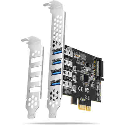 AXAGON PCEU-43RS PCIE ADAPTER 4X USB3.0 UASP, RENESAS, 15-PIN SATA POWER SUPPLY, DUAL POWER