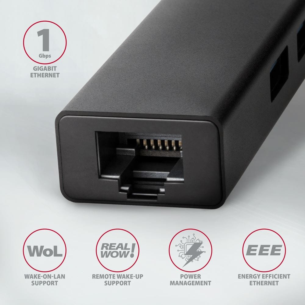 AXAGON HMC-GL3A 3X USB-A + GLAN, USB 3.2 GEN 1 HUB, METAL, 20CM USB-C CABLE - Image 3