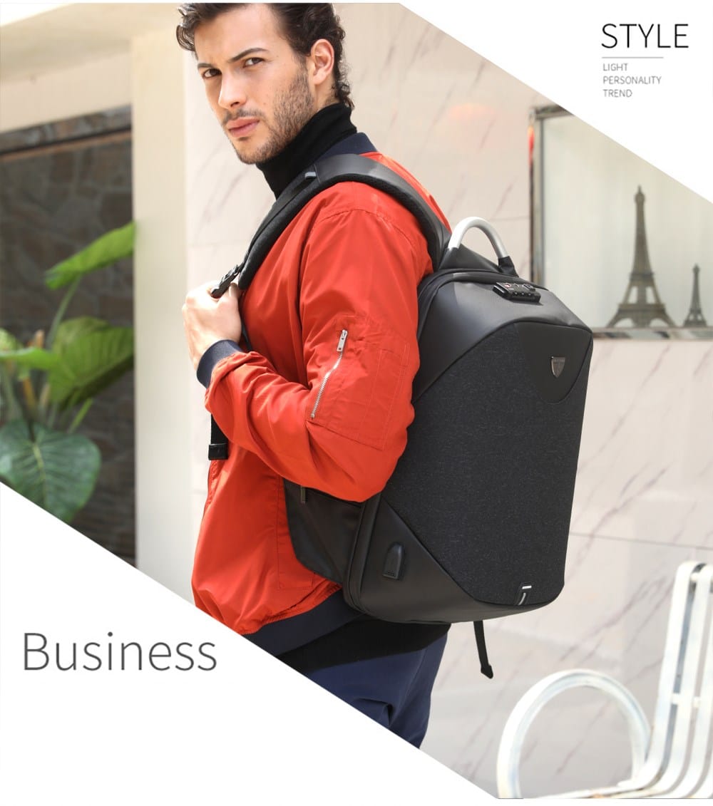 ARCTIC HUNTER τσάντα πλάτης B00208 με θήκη laptop 15.6", λουκέτο TSA, 24L, γκρι - Image 3
