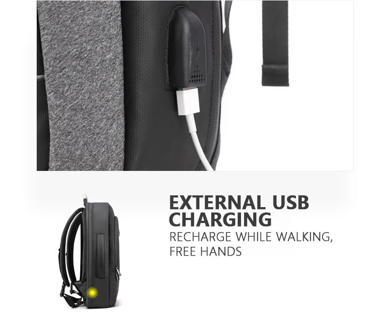 ARCTIC HUNTER τσάντα πλάτης B00227L με θήκη laptop 17", 41L, USB, μαύρη - Image 4