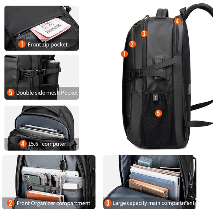 ARCTIC HUNTER τσάντα πλάτης B00388 με θήκη laptop 15.6", USB, 27L, γκρι - Image 4