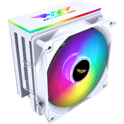ARMAGGEDDON ARGB SILENT 12CM CPU COOLING FAN 6 HEAT PIPES WHITE