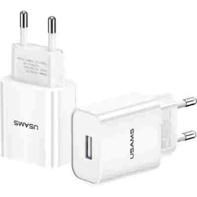 USAMS φορτιστής τοίχου T18, 1x USB, 2.1A, λευκός