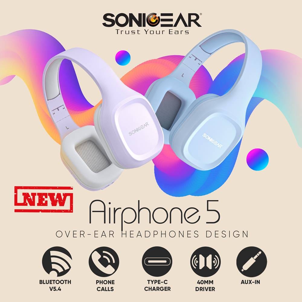 SONICGEAR BT5.4 OVER-EAR HEADPHONES AIRPHONE 5 CREME CARAMEL - Image 4