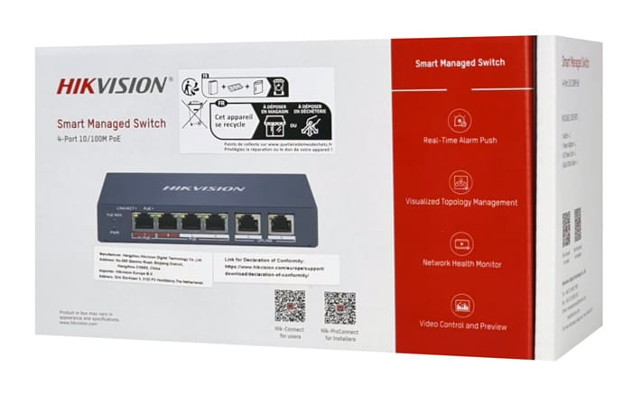 HIKVISION Managed switch DS-3E1106HP-EI, 4x PoE & 2x RJ45 ports, 100Mbps - Image 4