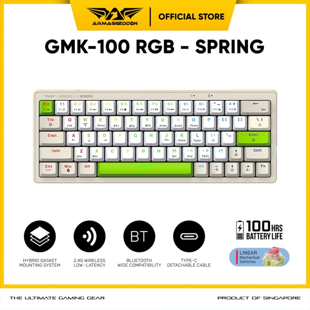 ARMAGGEDDON TRIMODE MECH RGB KEYBOARD LINEAR 63KEYS GMK-100 SPRING - Image 3