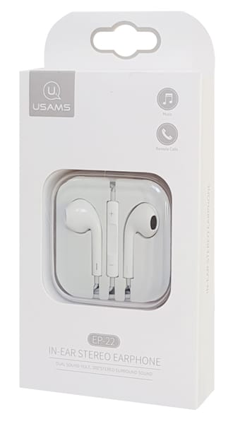 USAMS earphones με μικρόφωνο EP-22, 3.5mm σύνδεση, Φ14mm, 1.2m, λευκά - Image 4