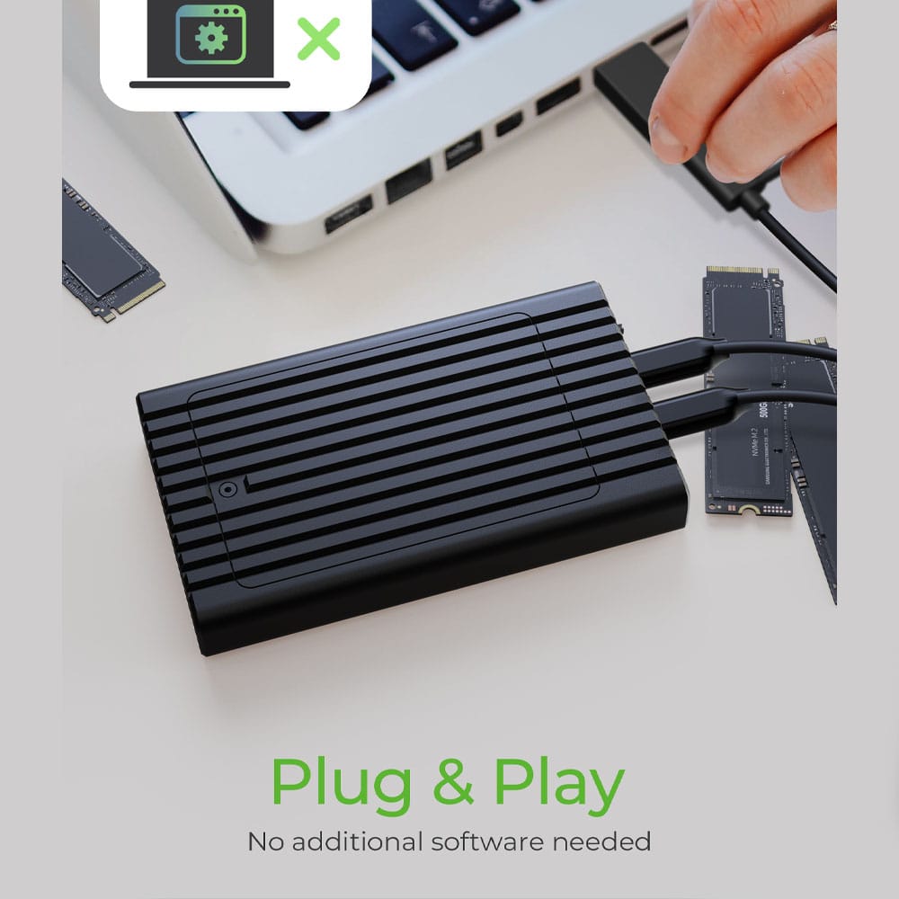 ICY BOX DUAL NVMe SSD ENCLOSURE WITH CLONE FUNCTION AND USB TO TYPE-C CABLE BLACK - Image 3