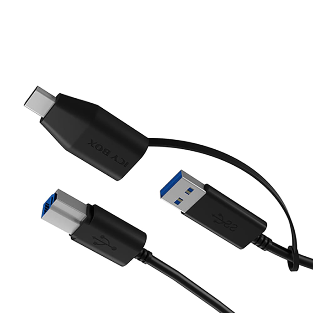 ICY BOX USB 3.2 PLUG-B TO USB & TYPE-C 1M BLACK - Image 4