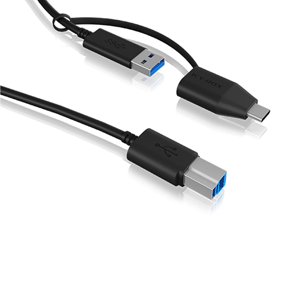 ICY BOX USB 3.2 PLUG-B TO USB & TYPE-C 1M BLACK - Image 3