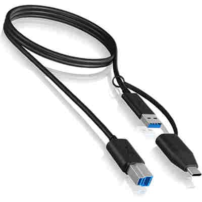 ICY BOX USB 3.2 PLUG-B TO USB & TYPE-C 1M BLACK