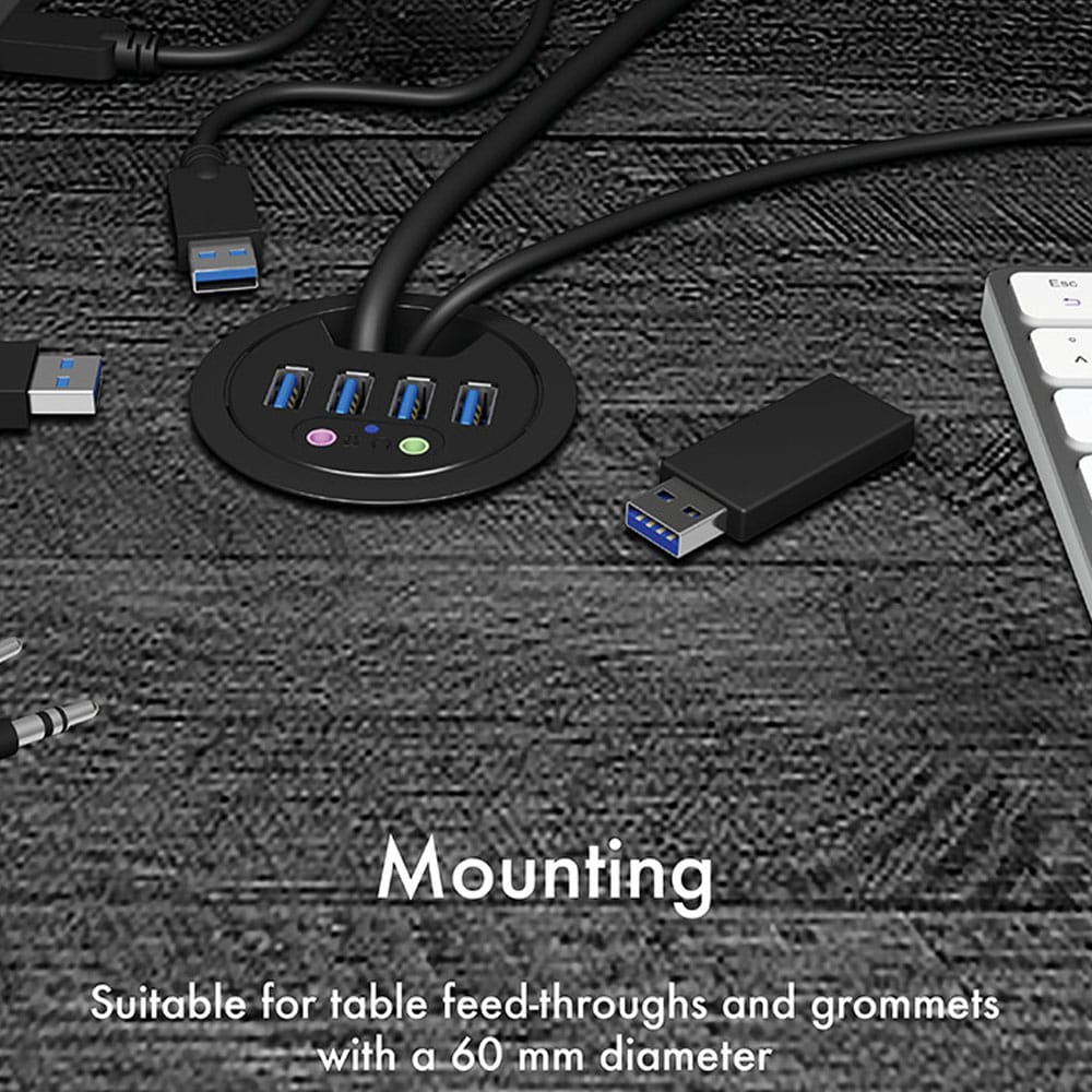 ICY BOX 4-PORT USB3.2 DESK HUB WITH AUDIO IN/OUTPUT - Image 3