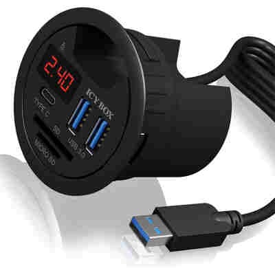 ICY BOX 3-PORT LED DESK HUB AND CARD READER