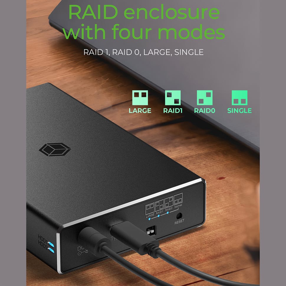 ICY BOX TYPE-C 3.2 GEN2 RAID ENCLOSURE FOR 2xHDD/SSD BLACK - Image 4