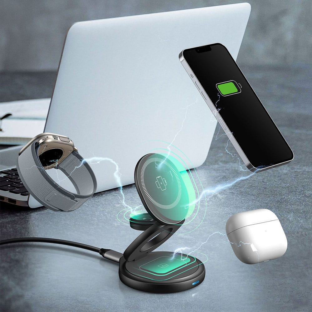 ICY BOX 3 IN 1 FOLDABLE STAND WITH WIRELESS CHARGING FUNCTION ANTHRACITE - Image 3