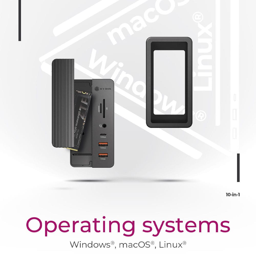 ICY BOX 10-in-1 DOCKING STATION WITH M.2 NVMe SSD BAY BLACK - Image 3