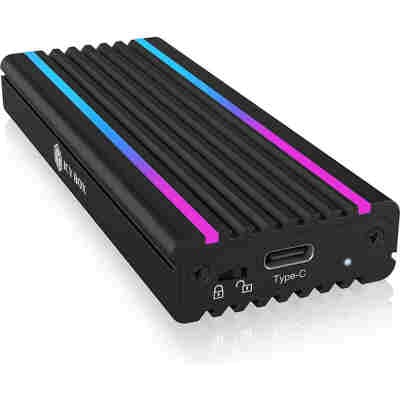ICY BOX TYPE-C 3.2 GEN2 TO PCIe NVMe SSD ENCLOSURE WITH LED STRIPES