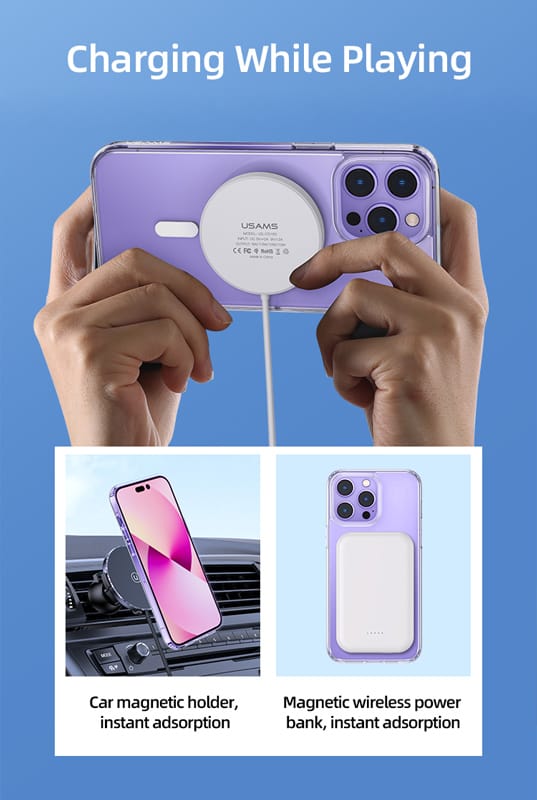 USAMS θήκη Ice Magnet για iPhone 14 Plus, με μαγνήτες, διάφανη - Image 3