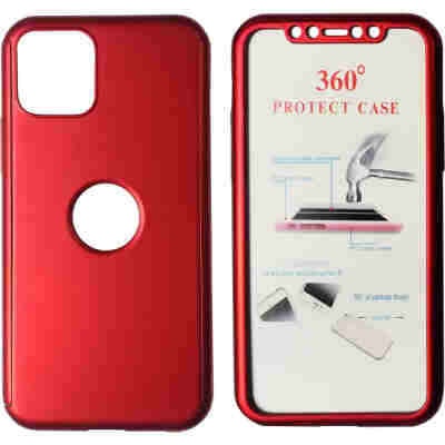 POWERTECH Θήκη Body 360° με Tempered Glass, iPhone 11 Pro Max, κόκκινη