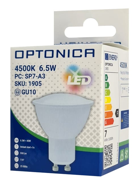 OPTONICA LED λάμπα spot 1905, 6.5W, 4500K, GU10, 550lm - Image 3