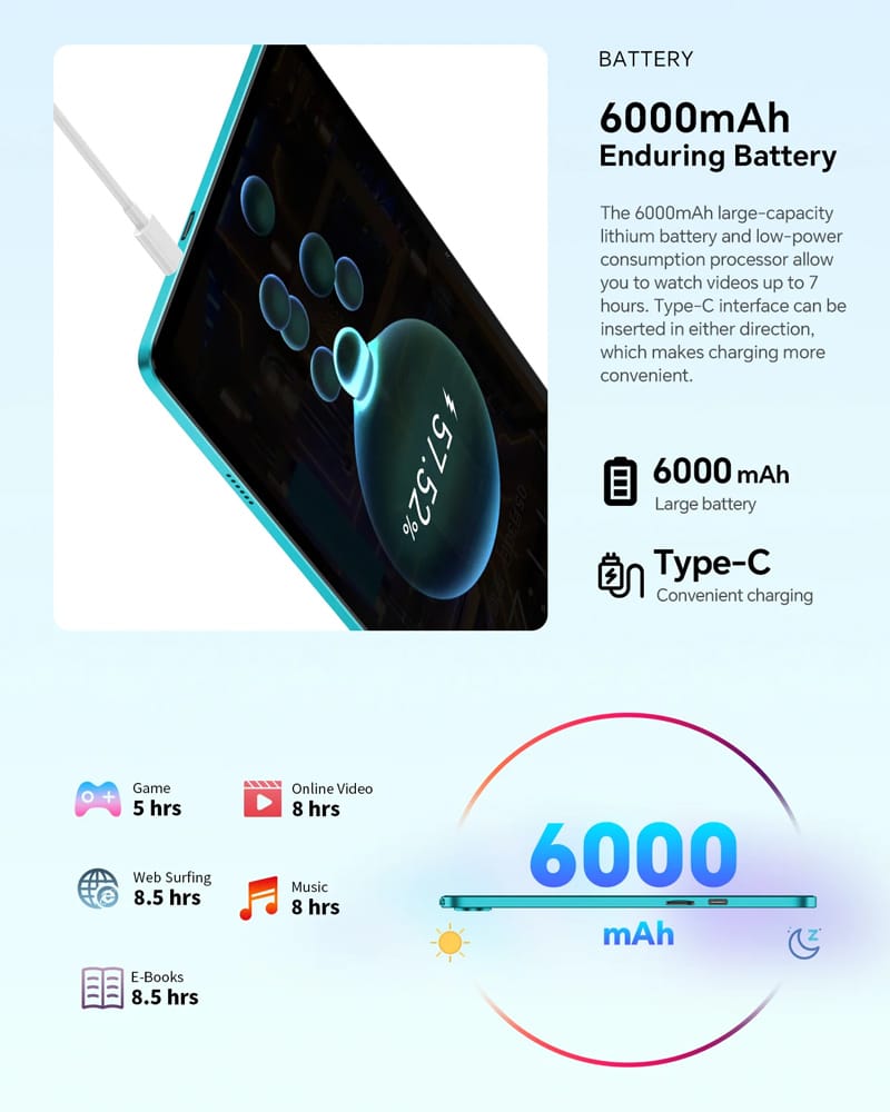 TECLAST tablet P30, 10.1", 4/64GB, Android 14, 6000mAh, μπλε - Image 3