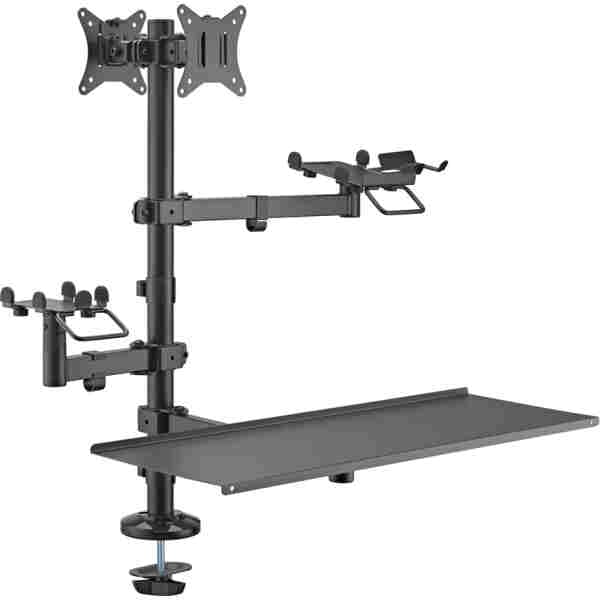 BRATECK βάση γραφείου για 2x οθόνες PMM-02LD, 17-32", με θέση για POS/printer/scanner/πληκτρολόγιο