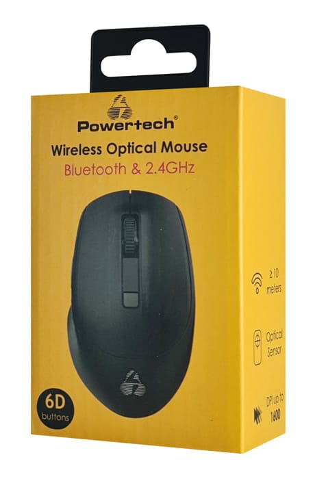 POWERTECH ασύρματο ποντίκι PT-1164, 2.4GHz & Bluetooth, 1600DPI, μαύρο - Image 3