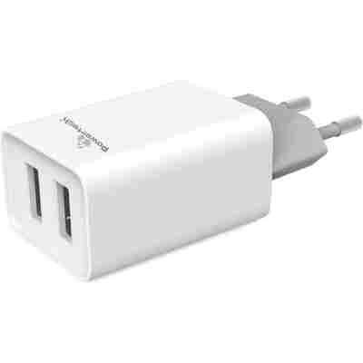 POWERTECH φορτιστής τοίχου PT-778, 2x USB, 2.1A, λευκός