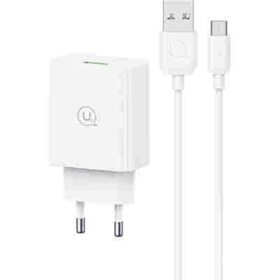 USAMS φορτιστής τοίχου SCXLTZ01 με καλώδιο micro USB, USB, 18W, λευκός