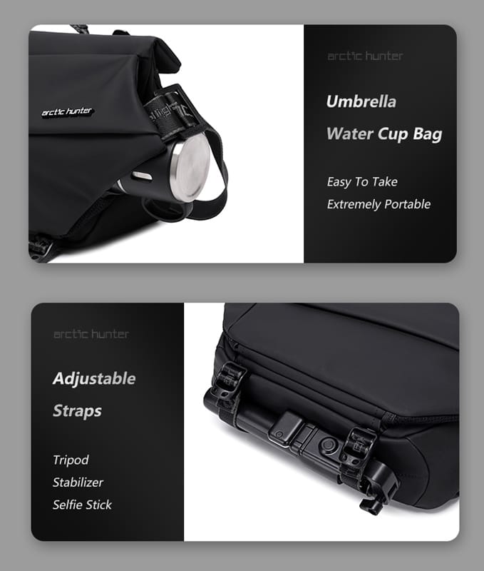 ARCTIC HUNTER τσάντα Crossbody YB00046 με θήκη tablet, 10L, μαύρη - Image 3