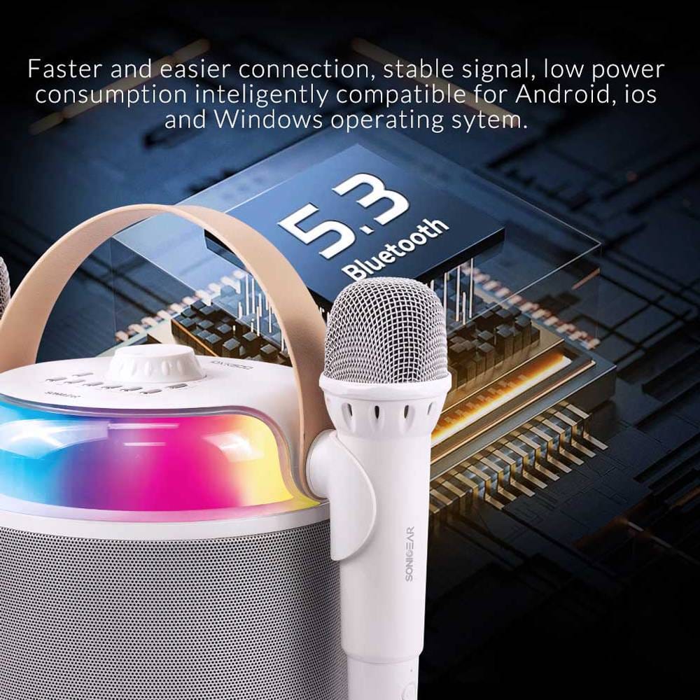 SONICGEAR BT5.3 PORTABLE RGB KARAOKE WIRELESS SPEAKER IOX K800 WHITE - Image 4