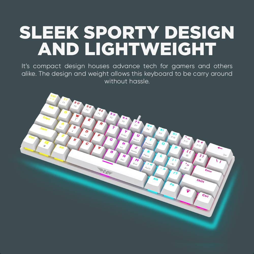 ARMAGGEDDON 61-KEYS WIRED MECH KEYBOARD BL.SW. MKA-1C CORE CLICKY WHITE - Image 3