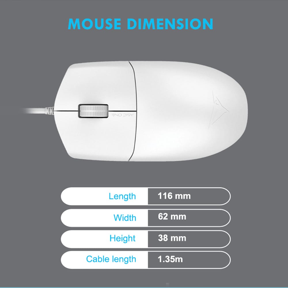 ALCATROZ USB HR OPTICAL MOUSE 1600CPI ASIC ONE WHITE - Image 3